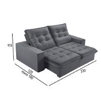 Sofá 3 Lugares Retrátil E Reclinável Martins M-166 Veludo Grafite - 2