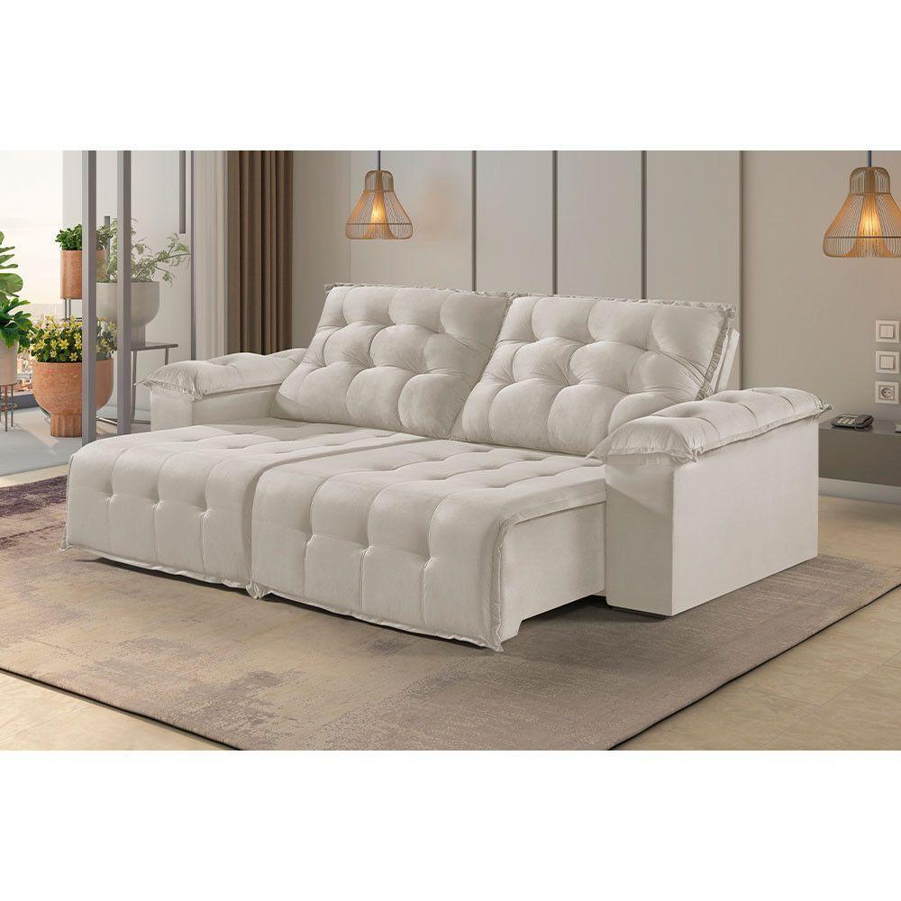Sofá 4 Lugares Retrátil E Reclinável Martins M-170 Veludo Creme - 2
