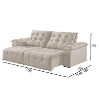Sofá 4 Lugares Retrátil E Reclinável Martins M-170 Veludo Creme - 3