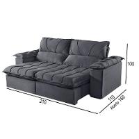 Sofá 2 Lugares Retrátil E Reclinável Martins M-178 Veludo Grafite - 2