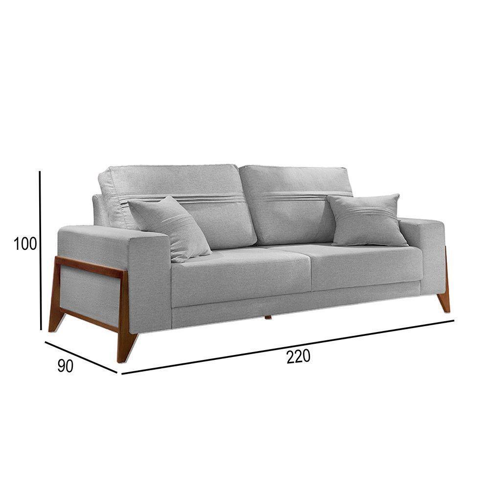 Sofá 3 Lugares Living M-130 Veludo Martins Cinza - 2