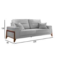 Sofá 3 Lugares Living M-130 Veludo Martins Cinza - 2