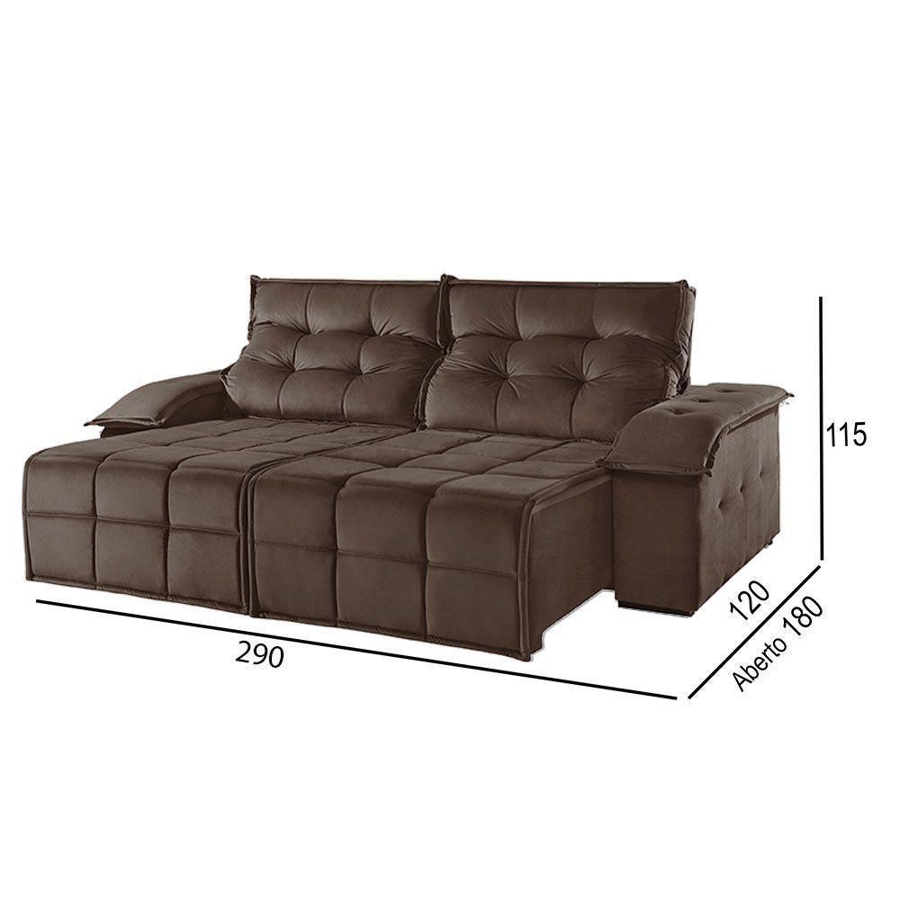 Sofá 5 Lugares Retrátil E Reclinável Martins M-122 Veludo Marrom - 3