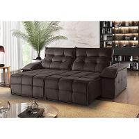 Sofá 5 Lugares Retrátil E Reclinável Martins M-122 Veludo Marrom - 2