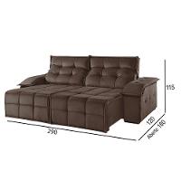 Sofá 5 Lugares Retrátil E Reclinável Martins M-122 Veludo Marrom - 3