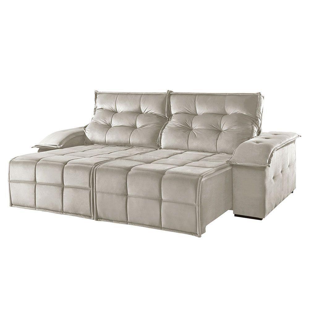 Sofá 5 Lugares Retrátil E Reclinável Martins M-122 Veludo Creme - 1