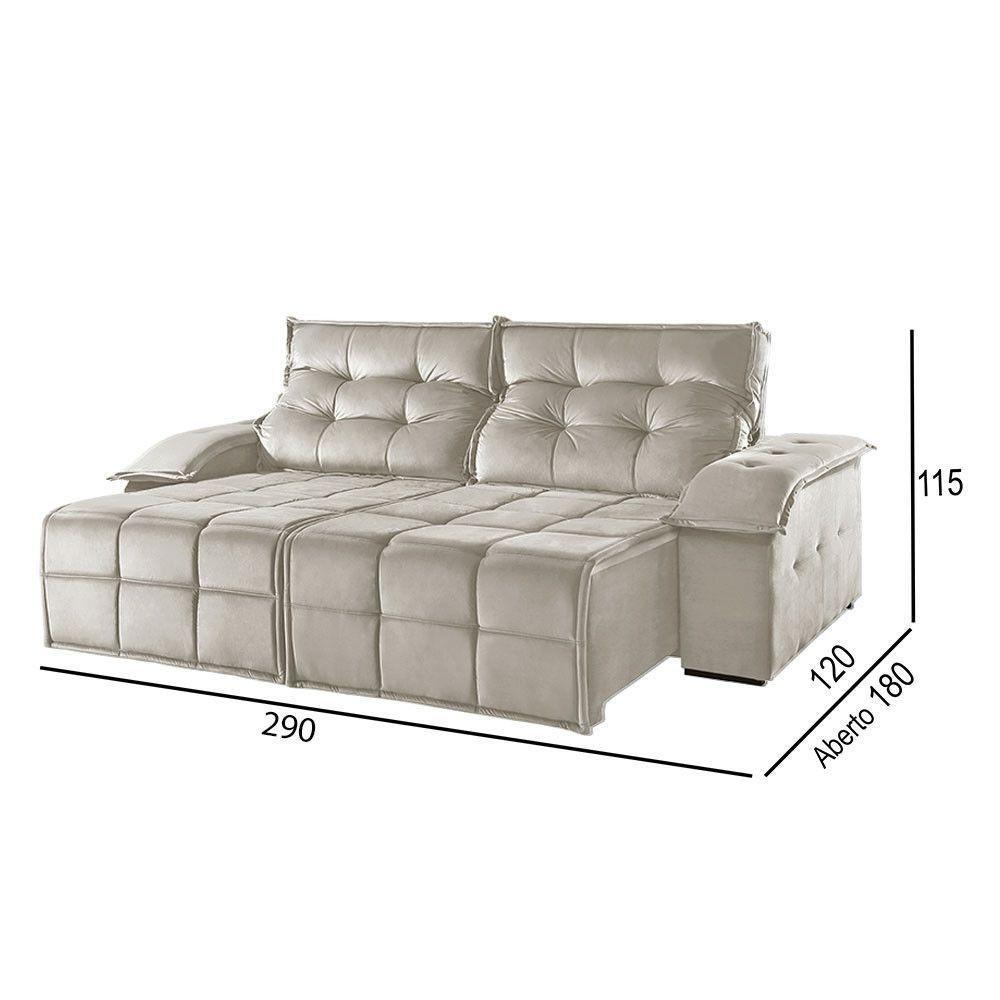 Sofá 5 Lugares Retrátil E Reclinável Martins M-122 Veludo Creme - 3