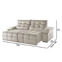 Sofá 5 Lugares Retrátil E Reclinável Martins M-122 Veludo Creme - 3