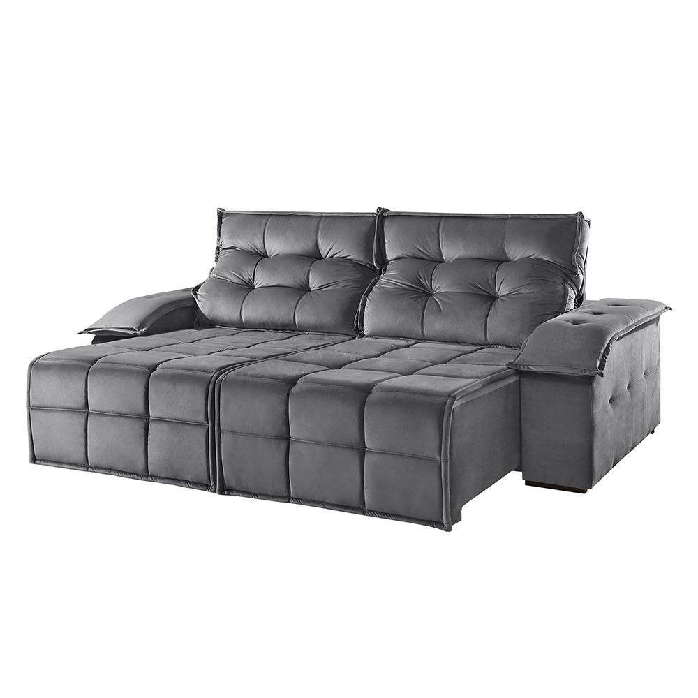 Sofá 5 Lugares Retrátil E Reclinável Martins M-122 Veludo Grafite - 1