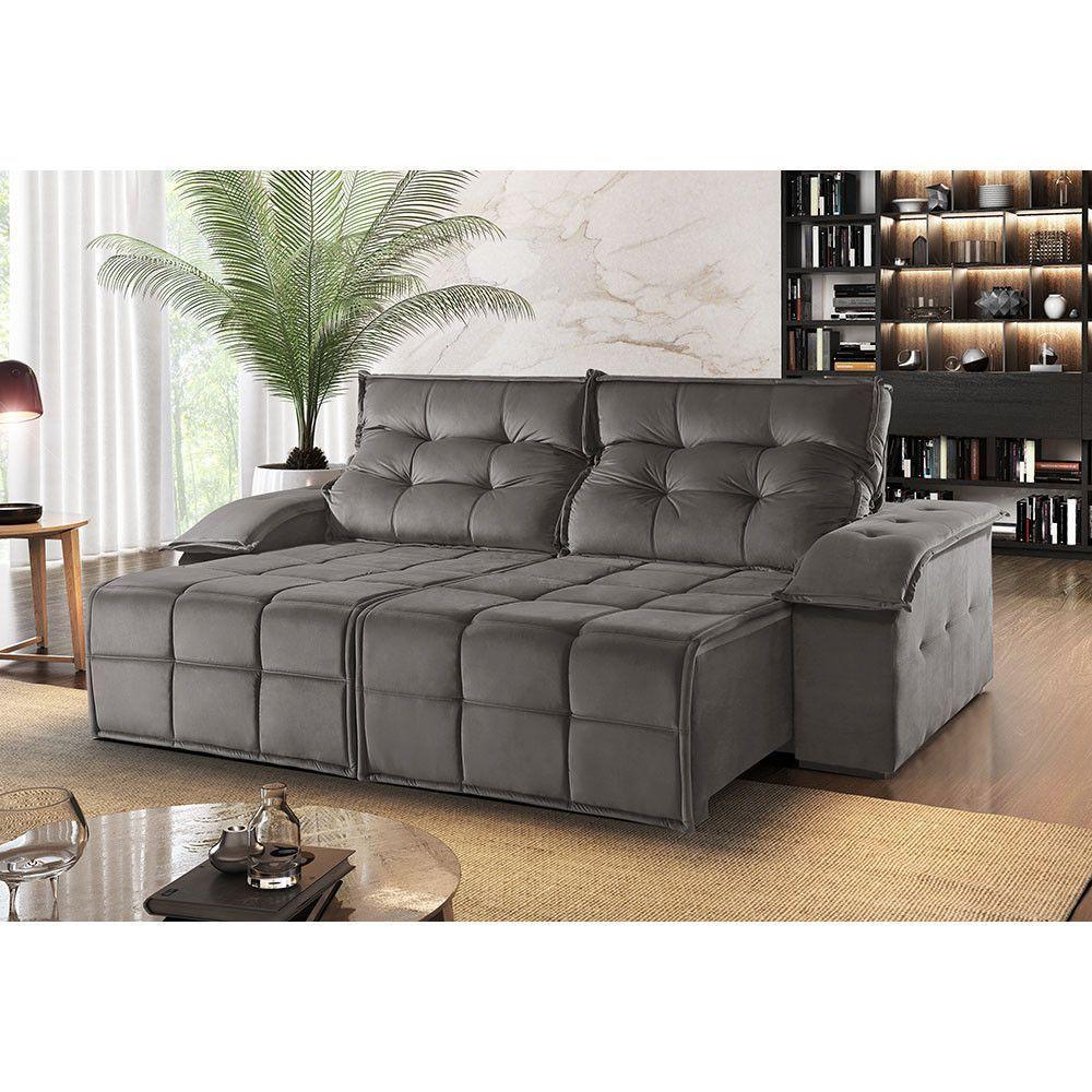 Sofá 5 Lugares Retrátil E Reclinável Martins M-122 Veludo Grafite - 2