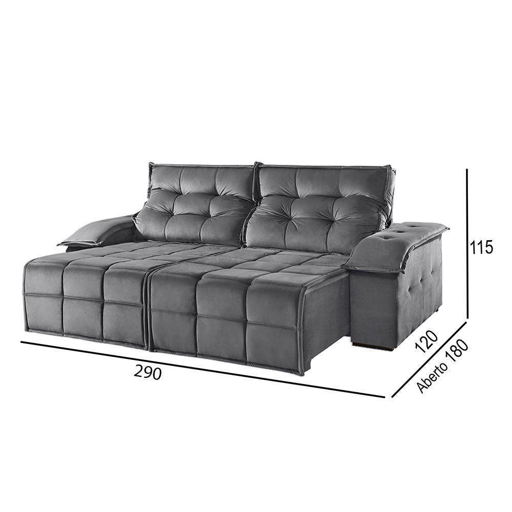 Sofá 5 Lugares Retrátil E Reclinável Martins M-122 Veludo Grafite - 3