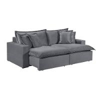 Sofá 3 Lugares Retrátil Encosto Fixo M-145 Veludo Martins Grafite - 1