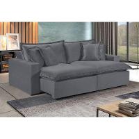 Sofá 3 Lugares Retrátil Encosto Fixo M-145 Veludo Martins Grafite - 2