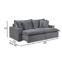 Sofá 3 Lugares Retrátil Encosto Fixo M-145 Veludo Martins Grafite - 3