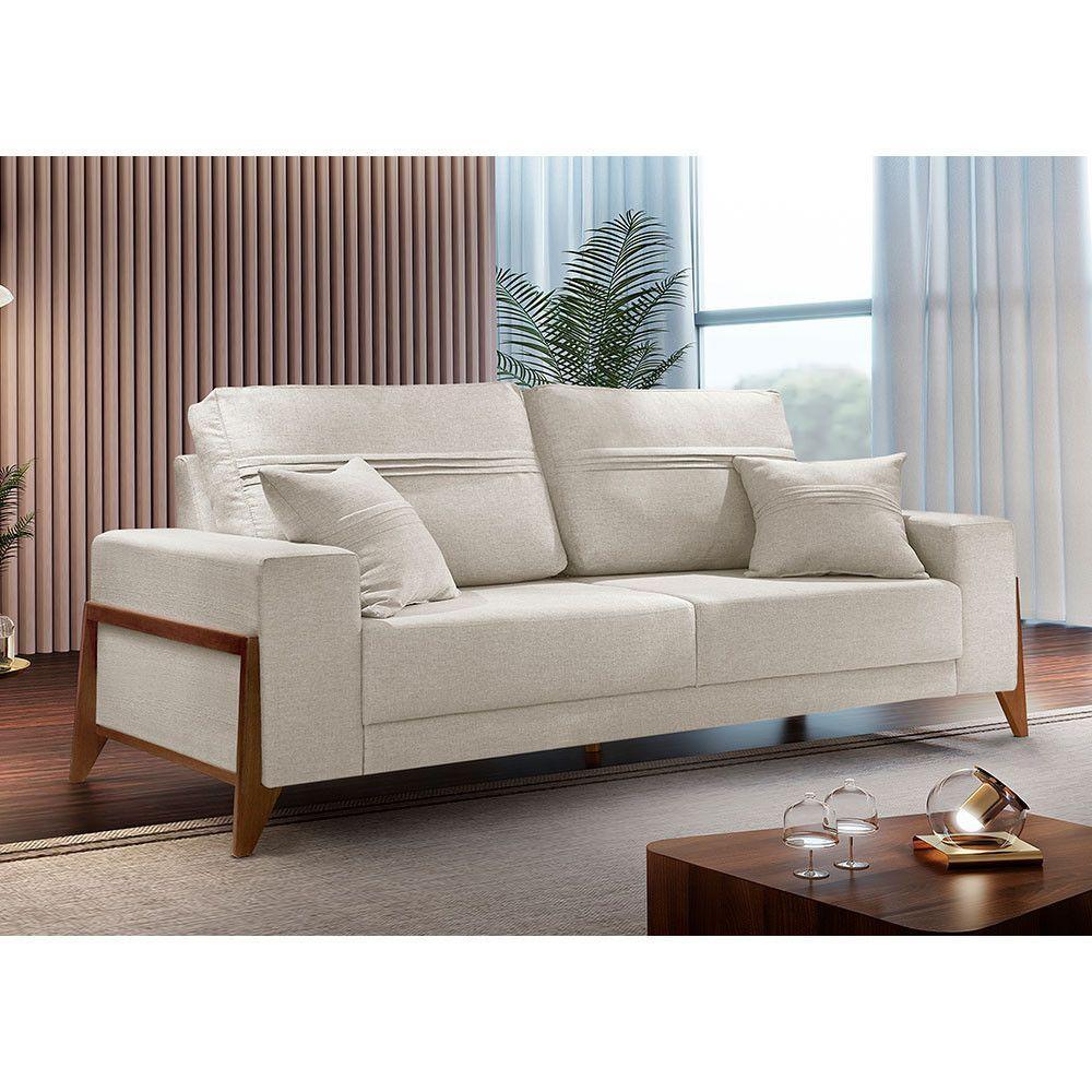 Sofá 3 Lugares Living M-130 Veludo Martins Creme - 2