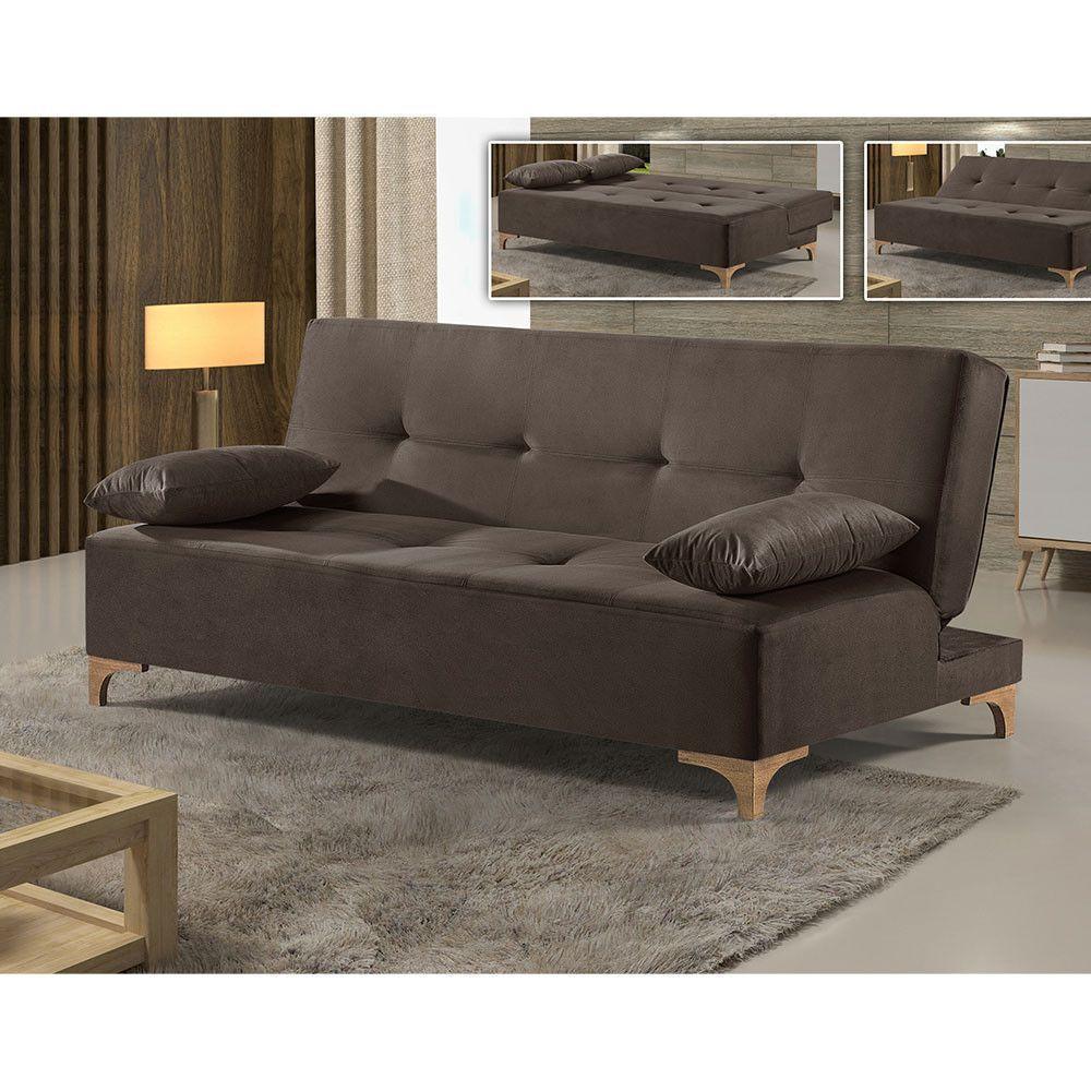 Sofá Cama 2 Lugares Living M-143 Veludo Martins Marrom - 4