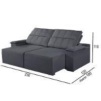 Sofá 3 Lugares Retrátil E Reclinável Martins M-182 Veludo Grafite - 3