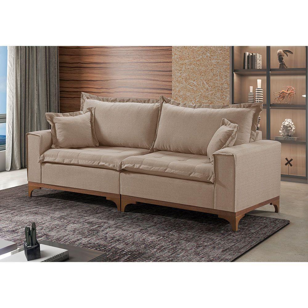 Sofá 4 Lugares Living M-47 Veludo Martins Bege - 2