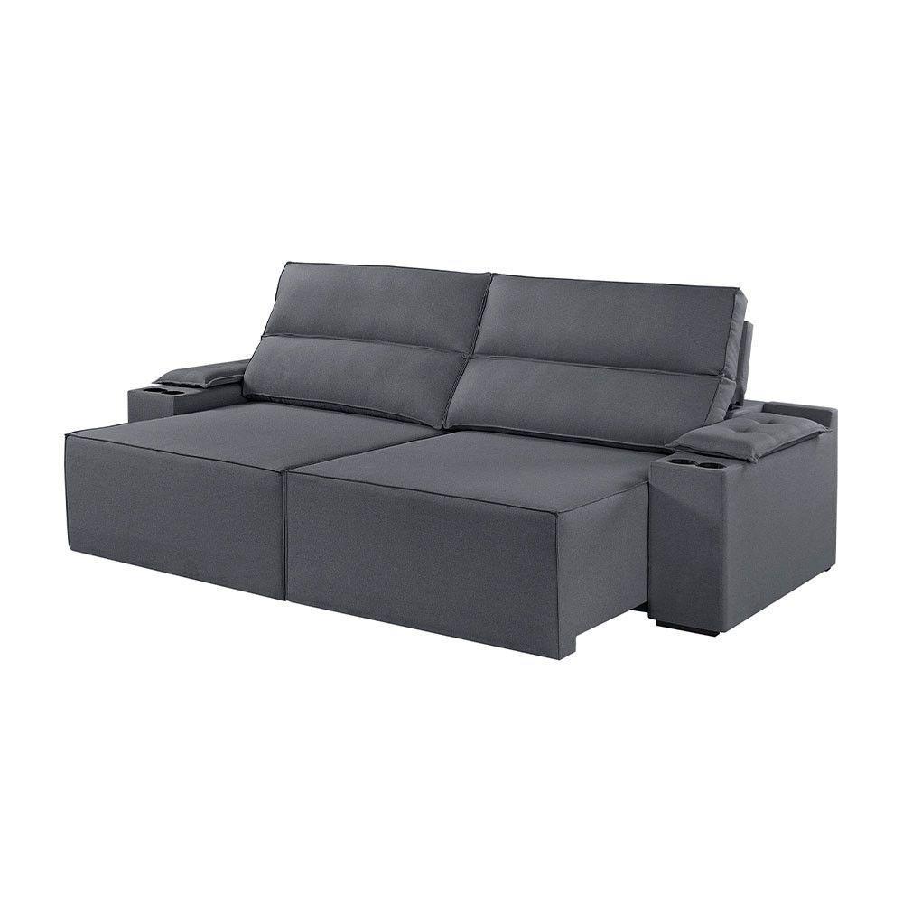 Sofá 5 Lugares Retrátil E Reclinável M-180 Martins Veludo Grafite - 1