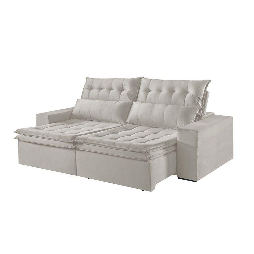Sofá 2 Lugares Retrátil E Reclinável Martins M-118 Veludo Creme - 1
