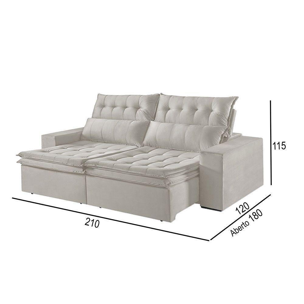 Sofá 2 Lugares Retrátil E Reclinável Martins M-118 Veludo Creme - 2