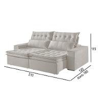 Sofá 2 Lugares Retrátil E Reclinável Martins M-118 Veludo Creme - 2