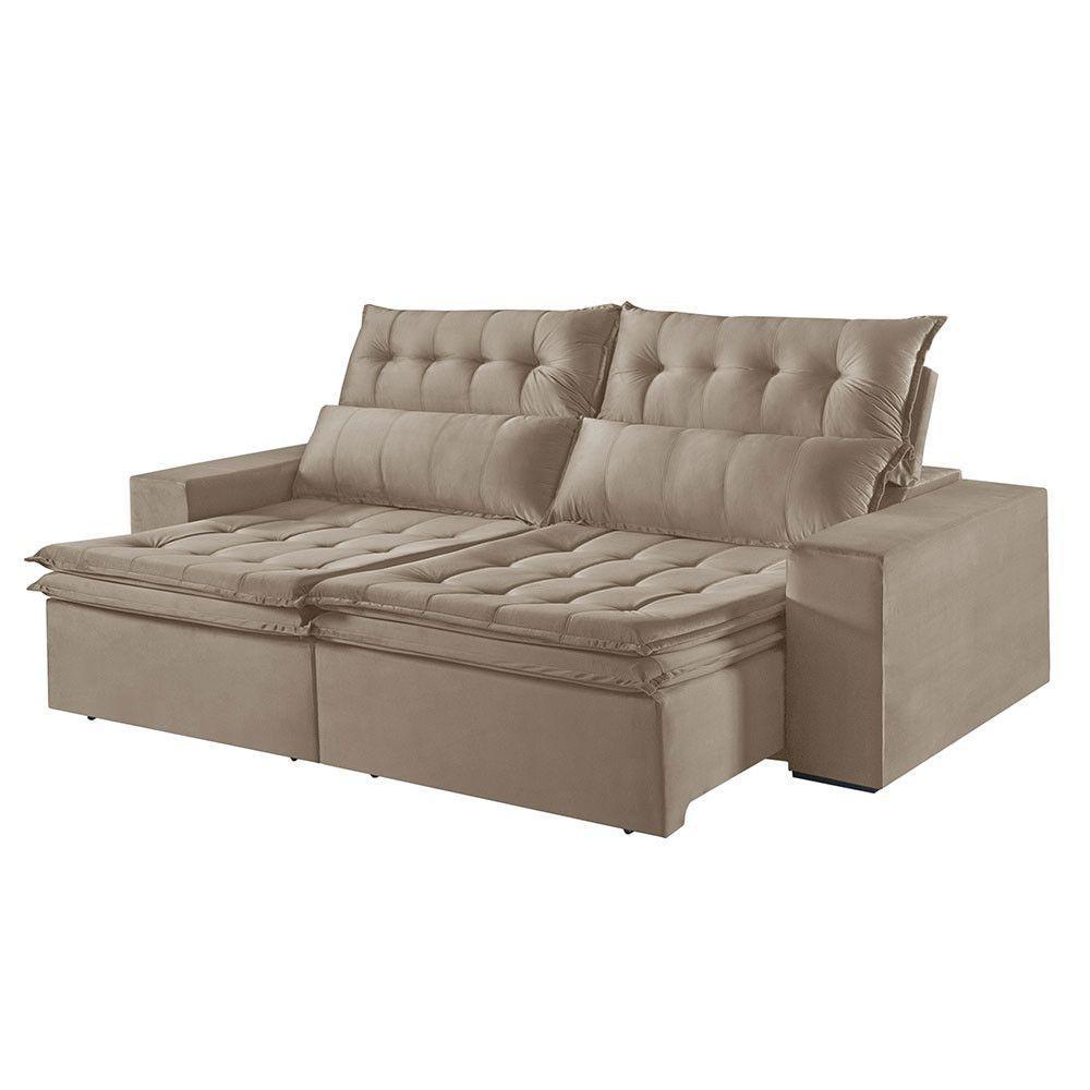 Sofá 2 Lugares Retrátil E Reclinável Martins M-118 Veludo Bege - 1