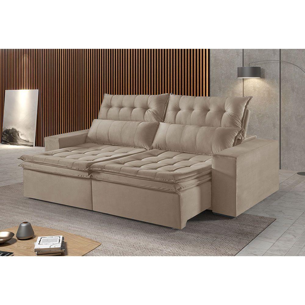 Sofá 2 Lugares Retrátil E Reclinável Martins M-118 Veludo Bege - 2