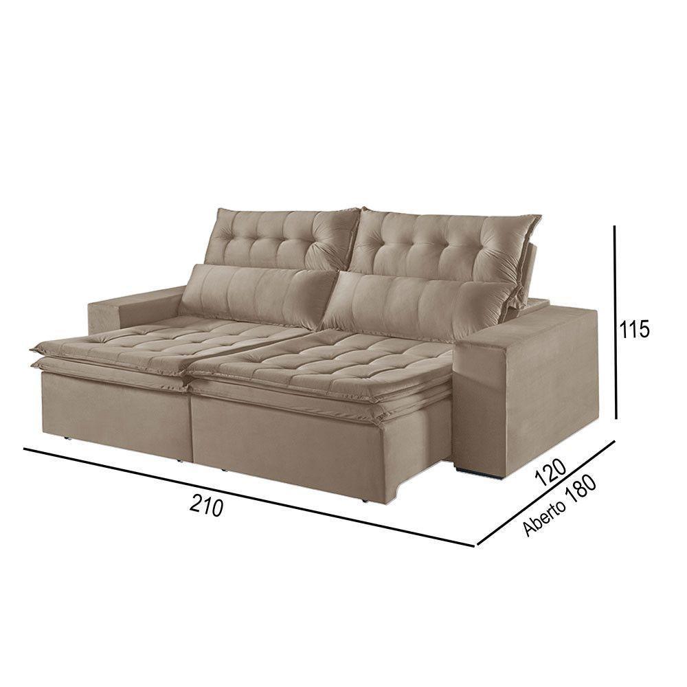 Sofá 2 Lugares Retrátil E Reclinável Martins M-118 Veludo Bege - 3