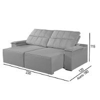 Sofá 3 Lugares Retrátil E Reclinável Martins M-182 Veludo Cinza - 2