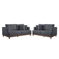 Conjunto Sofás 2 E 3 Lugares Estofados M-175 Veludo Martins Grafite - 1