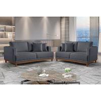 Conjunto Sofás 2 E 3 Lugares Estofados M-175 Veludo Martins Grafite - 2