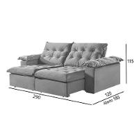 Sofá 5 Lugares Retrátil E Reclinável Martins M-147 Veludo Cinza - 2