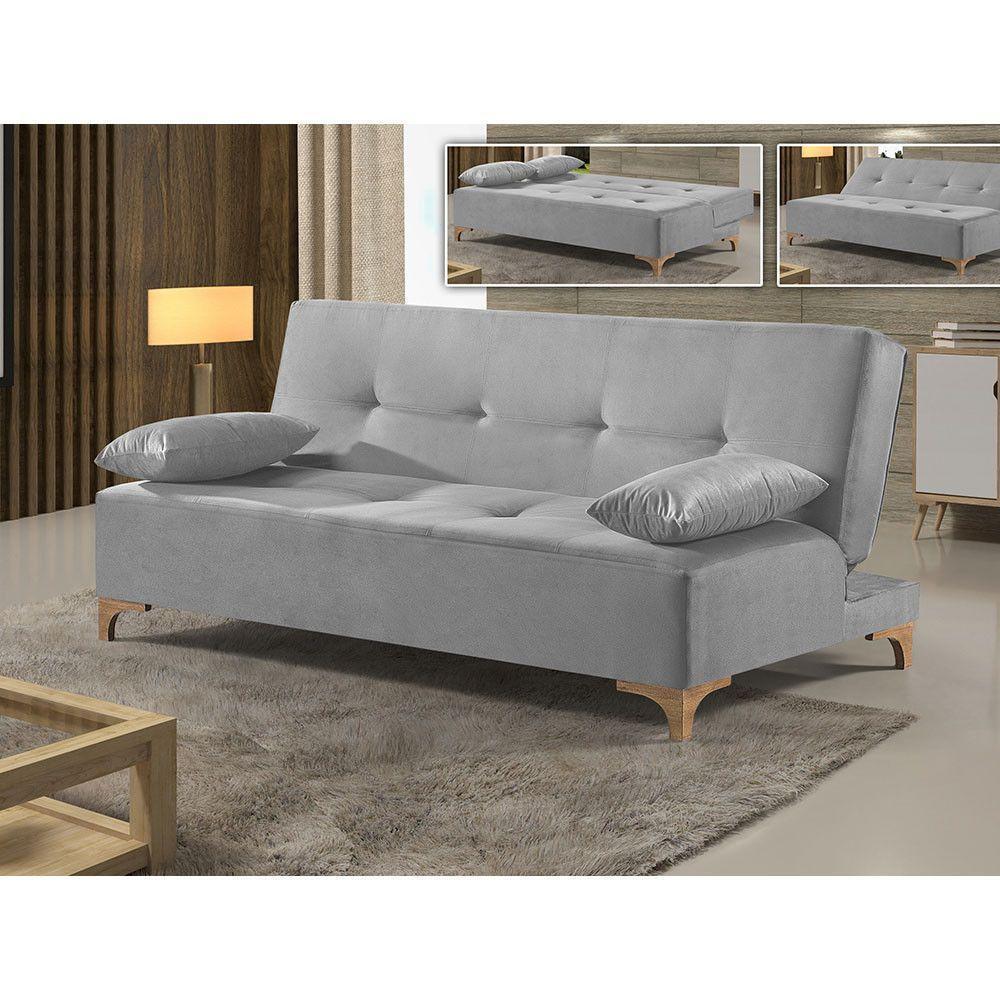 Sofá Cama 2 Lugares Living M-143 Veludo Martins Cinza - 4