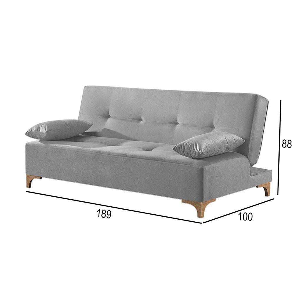 Sofá Cama 2 Lugares Living M-143 Veludo Martins Cinza - 5