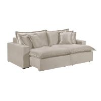 Sofá 2 Lugares Retrátil Encosto Fixo M-145 Veludo Martins Creme - 1