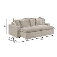 Sofá 2 Lugares Retrátil Encosto Fixo M-145 Veludo Martins Creme - 3