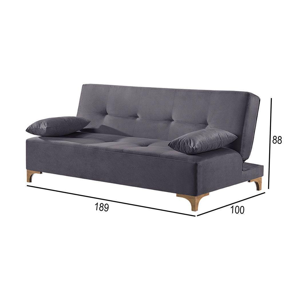 Sofá Cama 2 Lugares Living M-143 Veludo Martins Grafite - 2