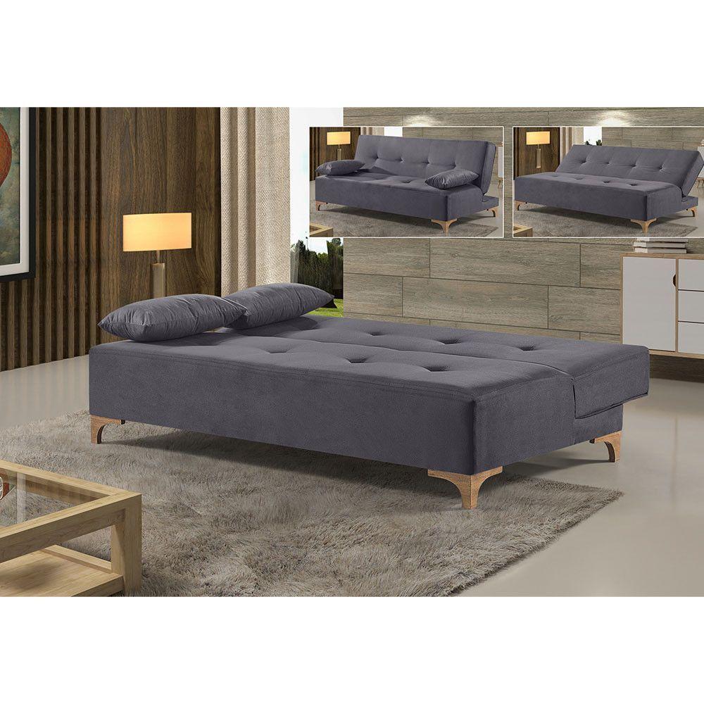 Sofá Cama 2 Lugares Living M-143 Veludo Martins Grafite - 5