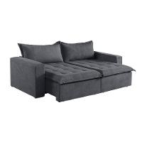 Sofá Cama 3 Lugares Retrátil Reclinável M-184 Veludo Martins Grafite - 1