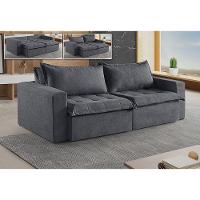 Sofá Cama 3 Lugares Retrátil Reclinável M-184 Veludo Martins Grafite - 2