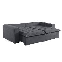 Sofá Cama 3 Lugares Retrátil Reclinável M-184 Veludo Martins Grafite - 3