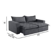 Sofá Cama 3 Lugares Retrátil Reclinável M-184 Veludo Martins Grafite - 5