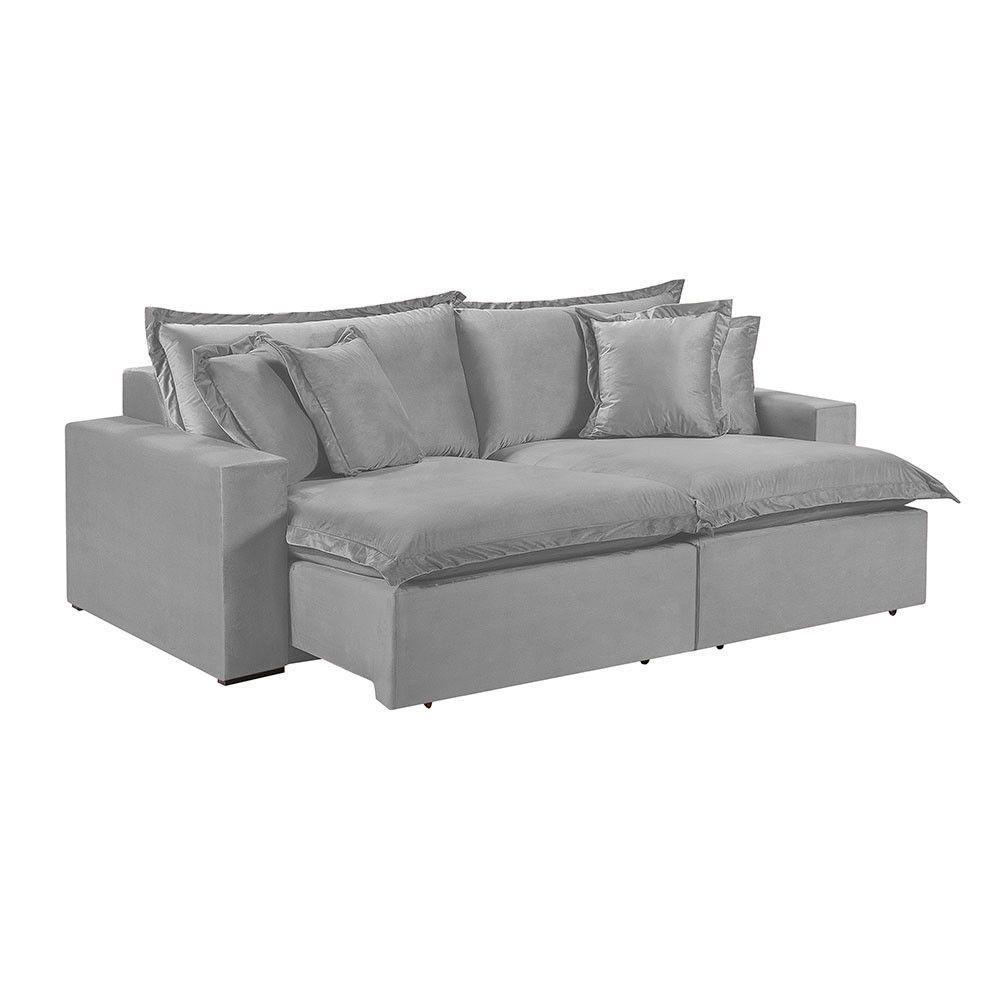 Sofá 4 Lugares Retrátil Com Encosto Fixo Martins M-145 Cinza - 1