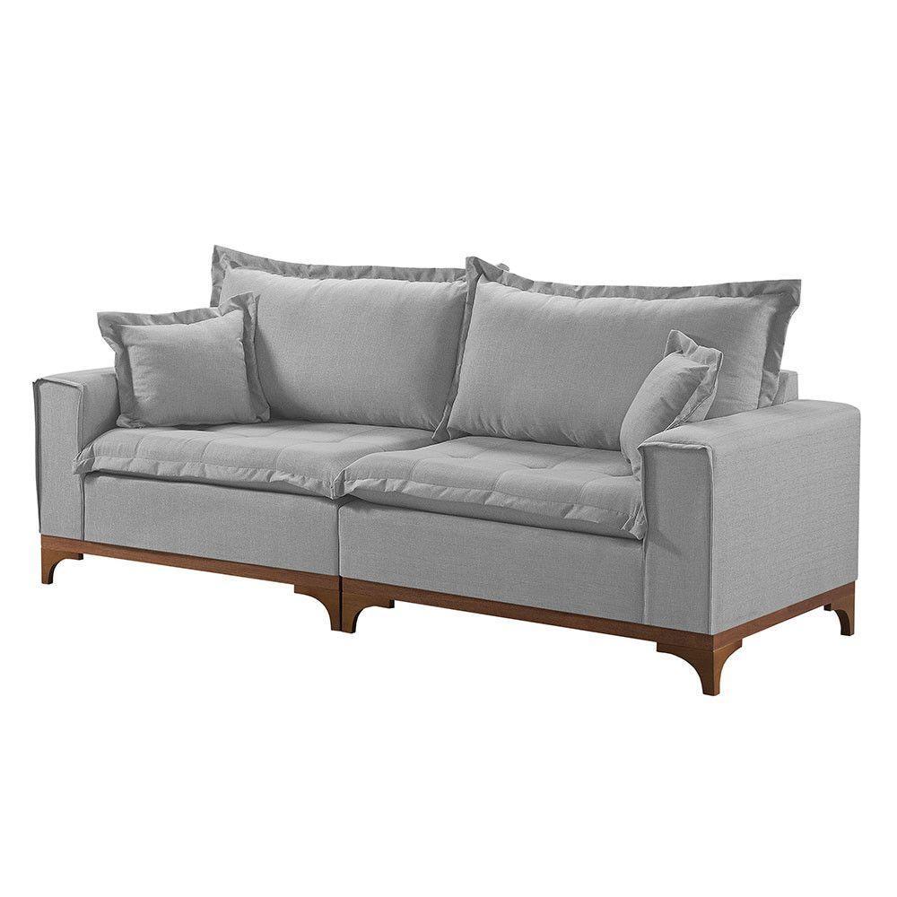 Sofá 3 Lugares Living M-47 Veludo Martins Cinza - 1