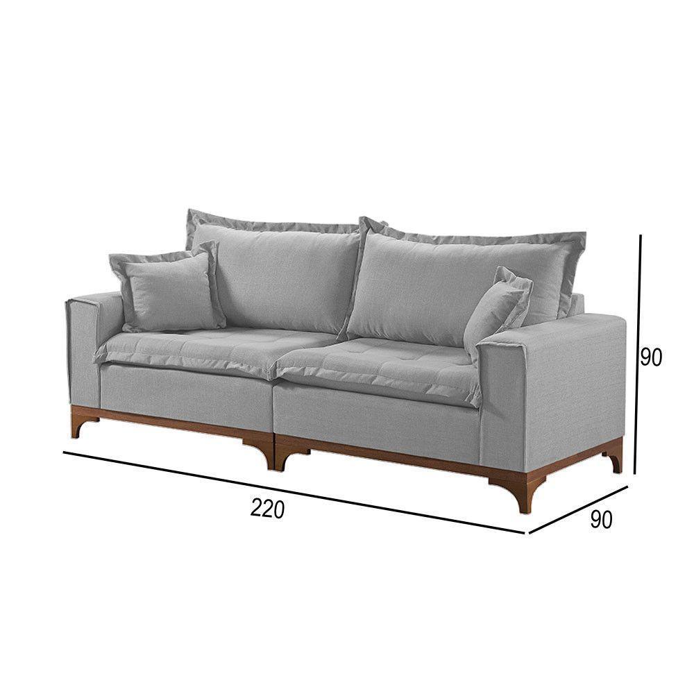 Sofá 3 Lugares Living M-47 Veludo Martins Cinza - 2