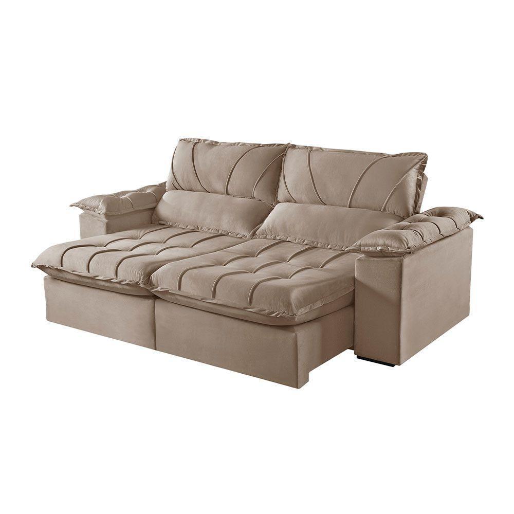 Sofá 2 Lugares Retrátil E Reclinável Martins M-178 Veludo Bege - 1