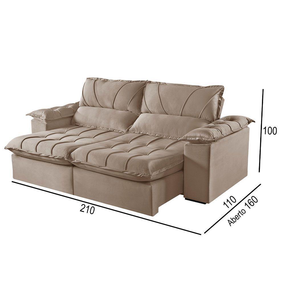 Sofá 2 Lugares Retrátil E Reclinável Martins M-178 Veludo Bege - 2