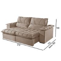 Sofá 2 Lugares Retrátil E Reclinável Martins M-178 Veludo Bege - 2