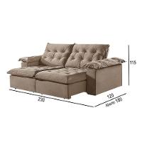 Sofá 3 Lugares Retrátil E Reclinável Martins M-147 Veludo Bege - 2